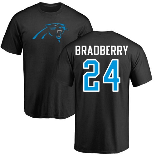 Carolina Panthers Men Black James Bradberry Name and Number Logo NFL Football #24 T Shirt->carolina panthers->NFL Jersey